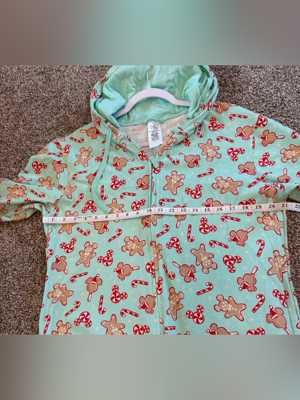 Disney Mickey Bars Mouse Holiday Gingerbread Hooded Romper Pajamas Adult Large - Picture 3 of 6